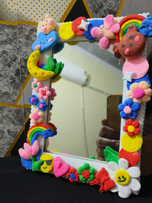 Cute Mirror – Handmade Clay Art Frame