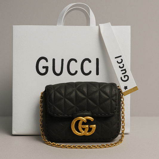 Miniature Gucci-Inspired Quilted Black Bag – Clay Fashion Collectible