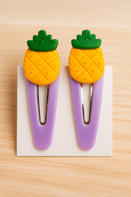Pineapple Pop Hair Clips  - 2 pairs (4 units)