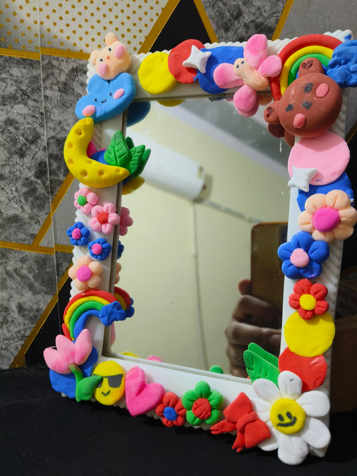 Cute Mirror – Handmade Clay Art Frame