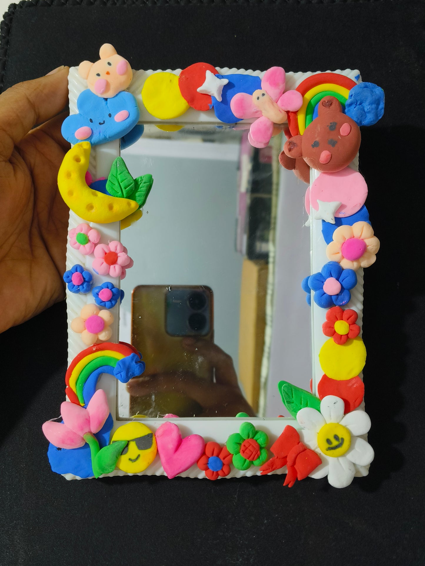 Cute Mirror – Handmade Clay Art Frame