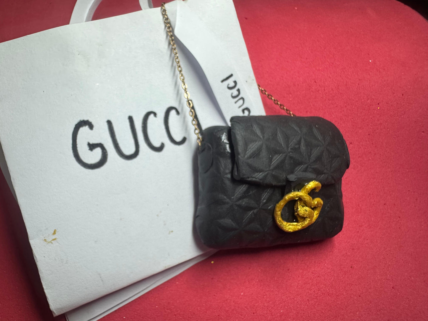 Miniature Gucci-Inspired Quilted Black Bag – Clay Fashion Collectible