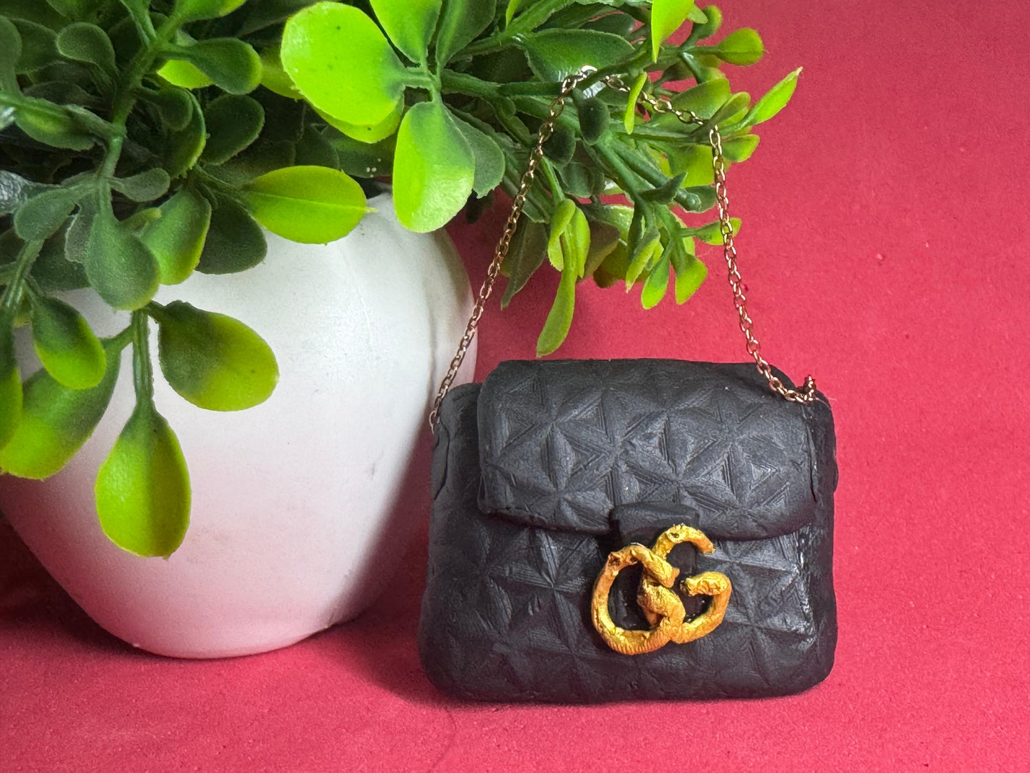 Miniature Gucci-Inspired Quilted Black Bag – Clay Fashion Collectible