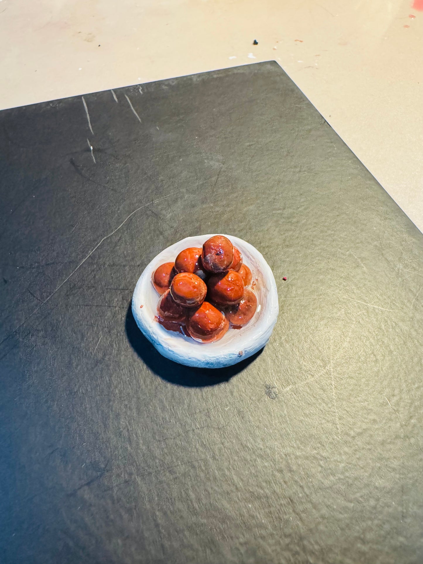 Miniature Gulab Jamun in Bowl – Clay Art Collectible